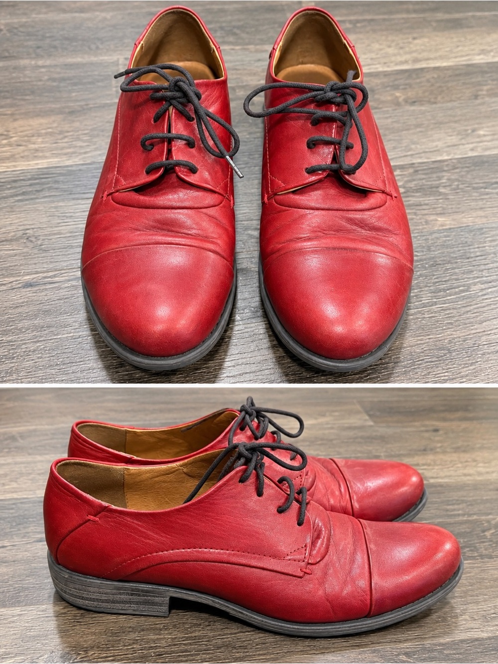 Miz Mooz Red Leather Lace-Up Oxford Shoes